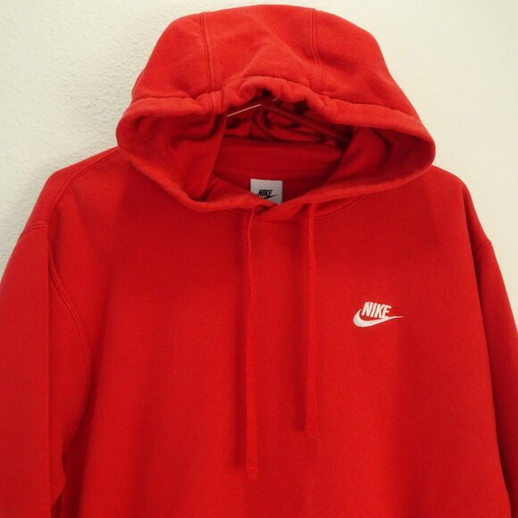 Vintage Nike Pullover Hoodie Logo Check Sweatshirt Men's Red Oversize Small - Picture 2 of 8